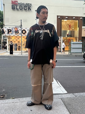「OOFOS（ウーフォス）のアイテム」を使った、上ノ山 寛瑛さん（メンズ・172cm）の夏コーディネート