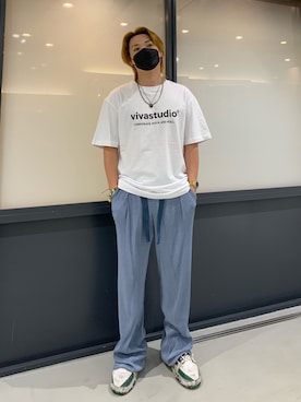 「ALAND（エーランド）のアイテム（パンツ）」を使った、TAIKI FUNAKURAさん（メンズ・177cm）の夏コーディネート