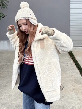 「Champion（チャンピオン）のアイテム（帽子）」を使った、Rie_eさん（レディース・154cm）の冬コーディネート