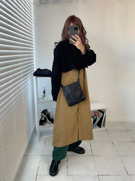 「LOEWE」｜「アイテム（シャツワンピース）」を使った、Rie_eさん（レディース・154cm）の秋コーディネート
