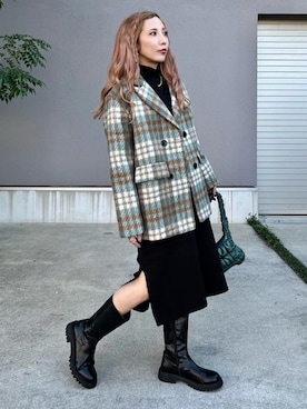 「秋冬」｜「アイテム（チェスターコート）」を使った、Rie_eさん（レディース・154cm）の秋コーディネート