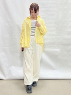「SHOO・LA・RUE（シューラルー）の【前後2WAY/洗濯機可/S-LL】毎日のお供に ランダムテレコタンクトップ（Tank tops、ブラック系）」を使った、*Yui*さん（レディース・151cm）の春コーディネート