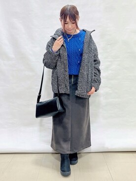 「SHOO・LA・RUE（シューラルー）の【S-LL】美シルエットの タンドツイードブルゾン（Blouson、ブラック系）」を使った、*Yui*さん（レディース・151cm）の冬コーディネート