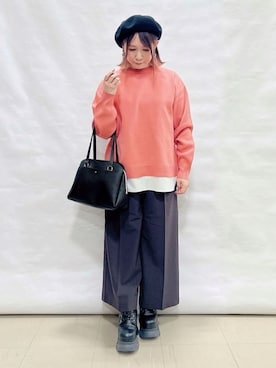 「SHOO・LA・RUE（シューラルー）の【高レビュー/洗濯機可/S-LL】さらに軽くなった スポンディッシュ裾フェイクトップス（Knitwear、ピンク系）」を使った、*Yui*さん（レディース・151cm）の冬コーディネート