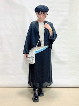 「SHOO・LA・RUE（シューラルー）の【通気性〇/セットアップ可/洗濯機可】メッシュドルマン ジップブルゾン（ブルゾン、ブラック系）」を使った、*Yui*さん（レディース・151cm）の秋コーディネート