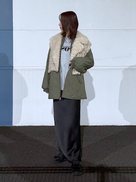 「アイテム（その他アウター、グリーン系）」を使った、たかね。さん（レディース・170cm）の秋コーディネート