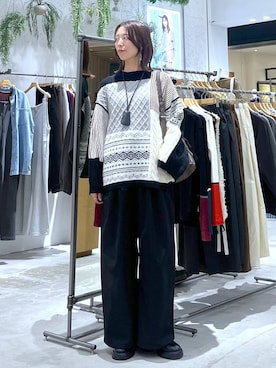 「LEPSIM（レプシィム）のイージーコクーンワイドパンツ　499926（その他パンツ）」を使った、たかね。さん（レディース・170cm）の秋コーディネート