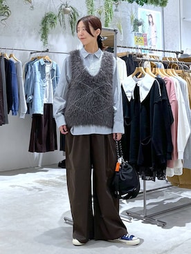 「アイテム（シュシュ）」を使った、たかね。さん（レディース・170cm）の秋コーディネート
