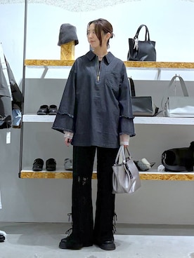 「A part by（アパートバイ）の≪追加5≫【WEB限定】キラキラビーズネックレス（ネックレス、ホワイト系）」を使った、たかね。さん（レディース・170cm）の冬コーディネート