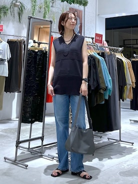 「アイテム（ベスト）」を使った、たかね。さん（レディース・170cm）の夏コーディネート