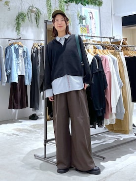 「LEPSIM（レプシィム）のイージーコクーンワイドパンツ　499926（その他パンツ）」を使った、たかね。さん（レディース・170cm）の秋コーディネート