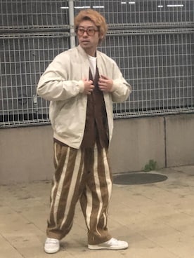 「古着コーデ」｜「アイテム（ノーカラージャケット）」を使った、DAICHIさん（メンズ・162cm）の冬コーディネート
