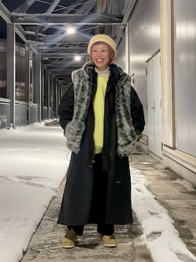 「ファーベスト」｜「アイテム（ステンカラーコート）」を使った、yamaayuさん（レディース・151cm）の冬コーディネート