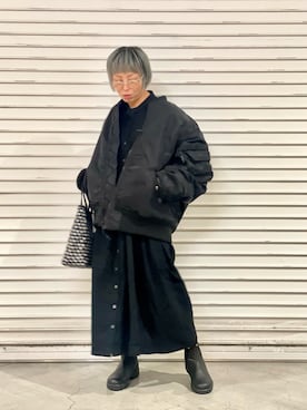 「MANASTASH（マナスタッシュ）のアイテム（MA-1）」を使った、yamaayuさん（レディース・151cm）の秋コーディネート