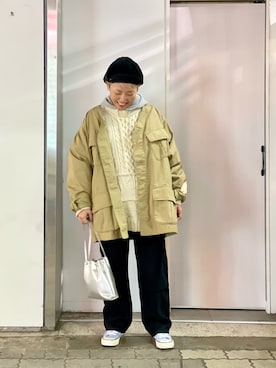 「MANASTASH（マナスタッシュ）のアイテム（ジャケット/アウター）」を使った、yamaayuさん（レディース・151cm）の冬コーディネート