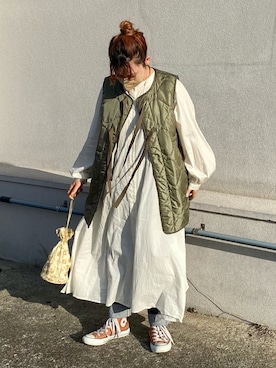 「秋トレンド2021」｜「アイテム（シャツワンピース）」を使った、sumireさん（レディース・157cm）の秋コーディネート