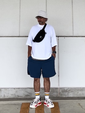 「アイテム（ボディバッグ/ウエストポーチ）」を使った、＝＝トム＝＝さん（メンズ・174cm）の夏コーディネート