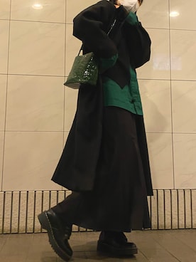 「JUNOAH（ジュノア）のアイテム（ダウンジャケット/コート）」を使った、aicaさん（レディース・162cm）の冬コーディネート
