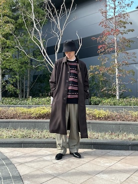 「SENSE OF PLACE by URBAN RESEARCH（センスオブプレイスバイアーバンリサーチ）のアイテム（ステンカラーコート）」を使った、ぺいさん（メンズ・173cm）の冬コーディネート