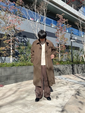 「SENSE OF PLACE by URBAN RESEARCH（センスオブプレイスバイアーバンリサーチ）のアイテム（ステンカラーコート）」を使った、ぺいさん（メンズ・173cm）の冬コーディネート