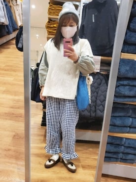 「Samansa Mos2 blue（サマンサモスモスブルー）のアイテム（ニットキャップ/ビーニー）」を使った、ゆんさん（レディース・154cm）の秋コーディネート