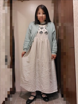 「スカラップ」｜「アイテム（ワンピース/ドレス）」を使った、ゆんさん（レディース・154cm）の冬コーディネート