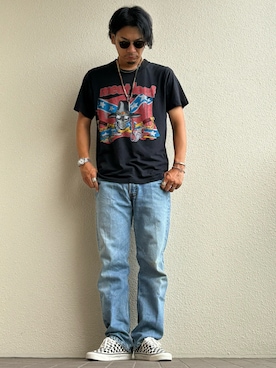 「アイテム（メガネ）」を使った、やっきーさん（メンズ・175cm）の夏コーディネート