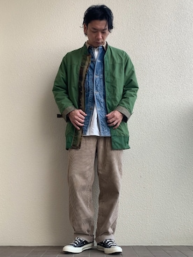 「アイテム（カバーオール）」を使った、やっきーさん（メンズ・175cm）の冬コーディネート