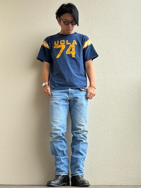 「Lee（リー）のアイテム」を使った、やっきーさん（メンズ・175cm）の夏コーディネート