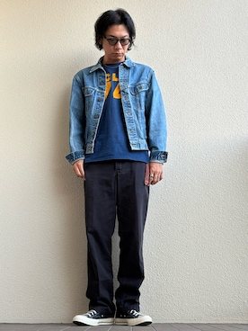 「Lee（リー）のアイテム」を使った、やっきーさん（メンズ・175cm）の秋コーディネート