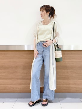 「Right-on（ライトオン）のアイテム（サンダル）」を使った、❁︎non❁︎さん（レディース・169cm）の夏コーディネート