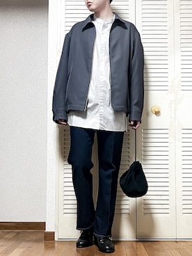 「ノーカラーシャツ」｜「アイテム（ブルゾン）」を使った、ゐをりさん（メンズ・171cm）の春コーディネート