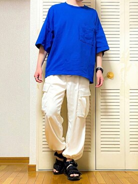 「ブルー x ホワイト」｜「アイテム（腕時計）」を使った、ゐをりさん（メンズ・171cm）の夏コーディネート