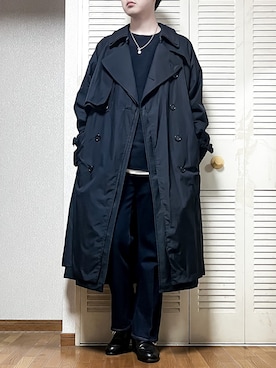 「春ニット」｜「アイテム（トレンチコート）」を使った、ゐをりさん（メンズ・171cm）の春コーディネート