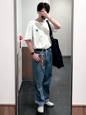 「グラフィックＴ」｜「アイテム（財布/小物）」を使った、ゐをりさん（メンズ・171cm）の夏コーディネート