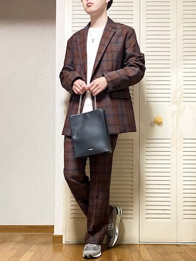 「アイテム（テーラードジャケット、オレンジ系）」を使った、ゐをりさん（メンズ・171cm）の秋コーディネート