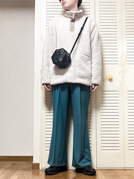 「ボアフリース」｜「アイテム（アクセサリー）」を使った、ゐをりさん（メンズ・171cm）の冬コーディネート