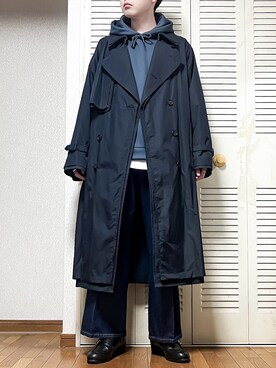 「yoke」｜「アイテム（トレンチコート）」を使った、ゐをりさん（メンズ・171cm）の冬コーディネート