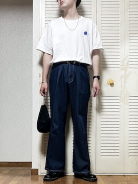 「Hender Scheme（エンダースキーマ）のHender Scheme kinchaku (nc-rc-kin)（ハンドバッグ）」を使った、ゐをりさん（メンズ・171cm）の夏コーディネート