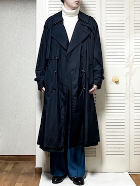 「yoke」｜「アイテム（トレンチコート）」を使った、ゐをりさん（メンズ・171cm）の冬コーディネート