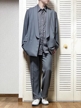 LIDNM MINIMAL SHAWL COLLAR JK STEEL GRAY メンズ