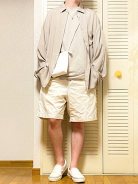 「stein」｜「アイテム（スリッポン）」を使った、ゐをりさん（メンズ・171cm）の夏コーディネート