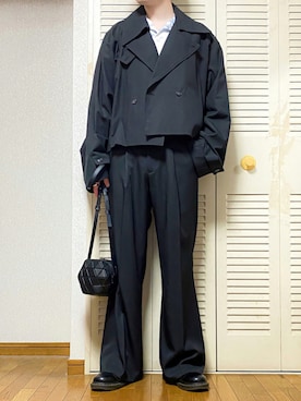 「柄シャツ」｜「アイテム（トレンチコート）」を使った、ゐをりさん（メンズ・171cm）の夏コーディネート