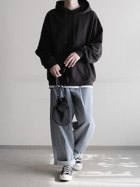 「RUUBON（ルーボン）のアイテム（パーカー）」を使った、hopeさん（メンズ・168cm）の秋コーディネート