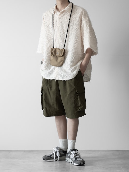 【RUUBON】fringe jacquard half sleeve shirt / フリンジジャガードハーフスリーブシャツ