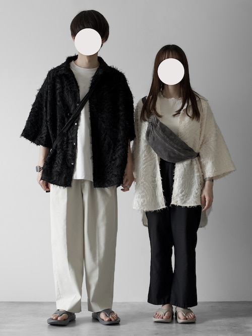 【RUUBON】fringe jacquard half sleeve shirt / フリンジジャガードハーフスリーブシャツ