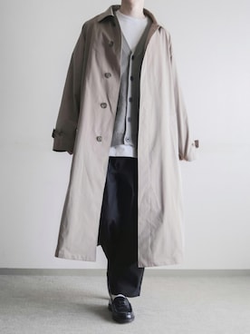 「RUUBON」｜「アイテム（ステンカラーコート）」を使った、hopeさん（メンズ・168cm）の秋コーディネート