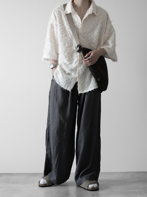 【RUUBON】fringe jacquard half sleeve shirt / フリンジジャガードハーフスリーブシャツ