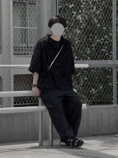 【RUUBON】fringe jacquard half sleeve shirt / フリンジジャガードハーフスリーブシャツ