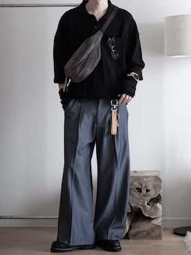 「RUUBON（ルーボン）の【RUUBON】moss stitch polo shirt / モスステッチ ポロシャツ（ポロシャツ）」を使った、hopeさん（メンズ・168cm）の夏コーディネート